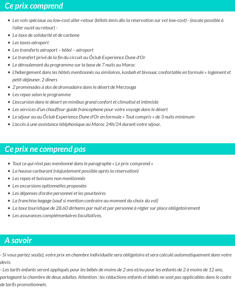 Conditions tarifaires