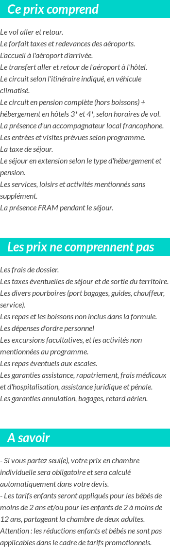Conditions tarifaires