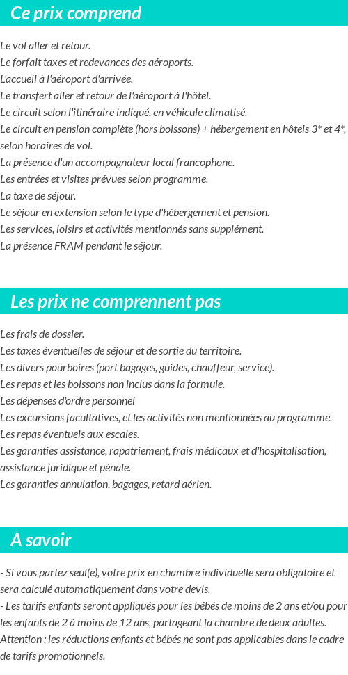 Conditions tarifaires