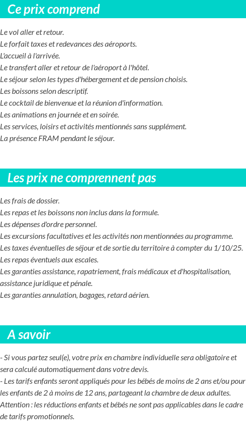 Conditions tarifaires
