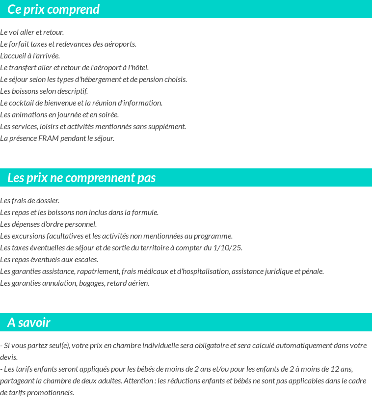 Conditions tarifaires