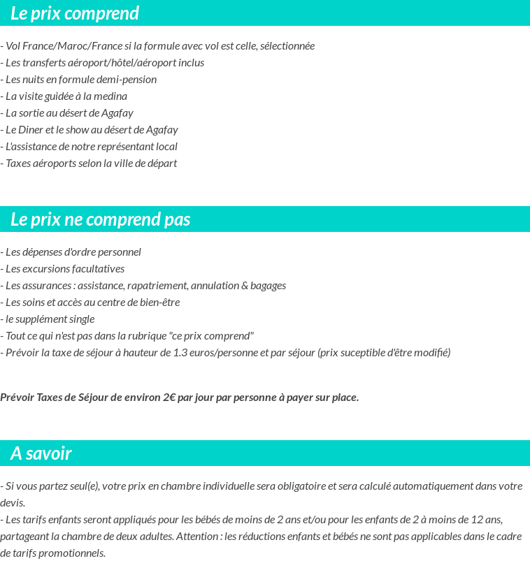 Conditions tarifaires