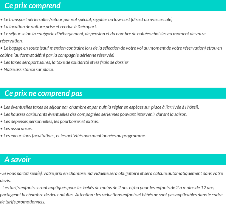 Conditions tarifaires