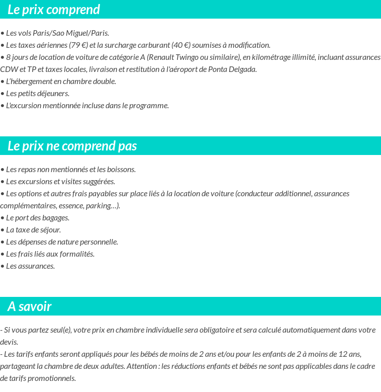 Conditions tarifaires