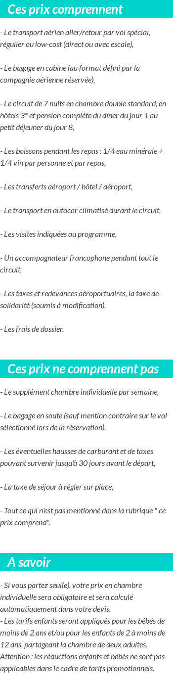 Conditions tarifaires