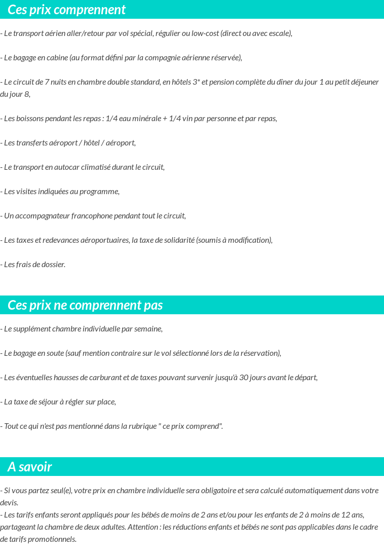 Conditions tarifaires