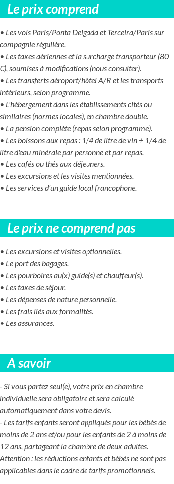 Conditions tarifaires