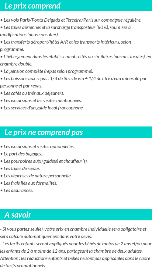 Conditions tarifaires