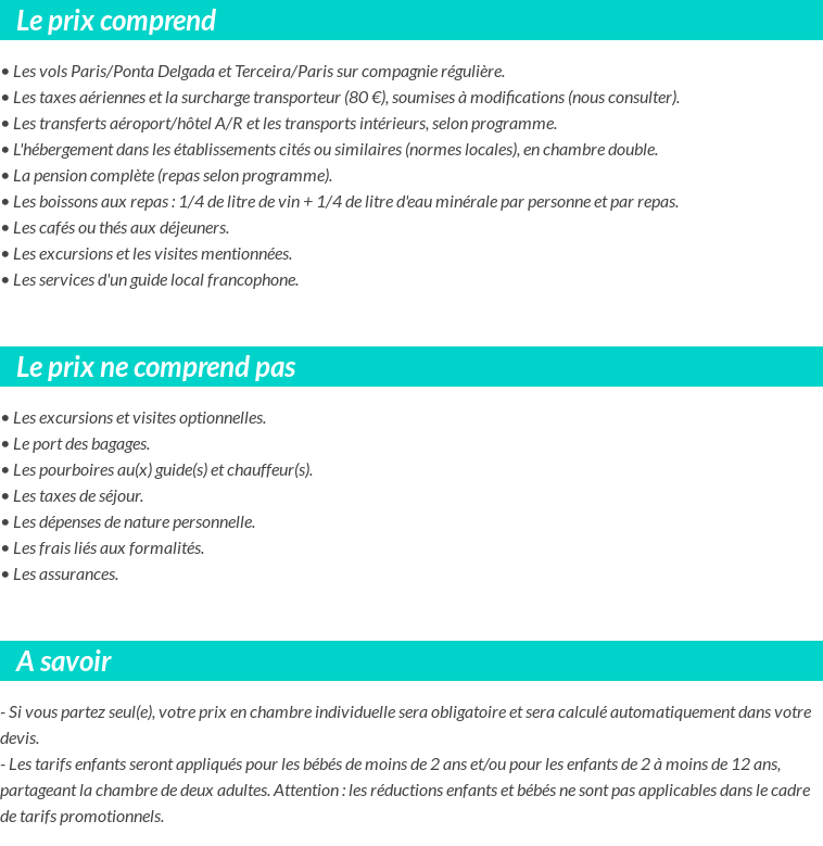 Conditions tarifaires