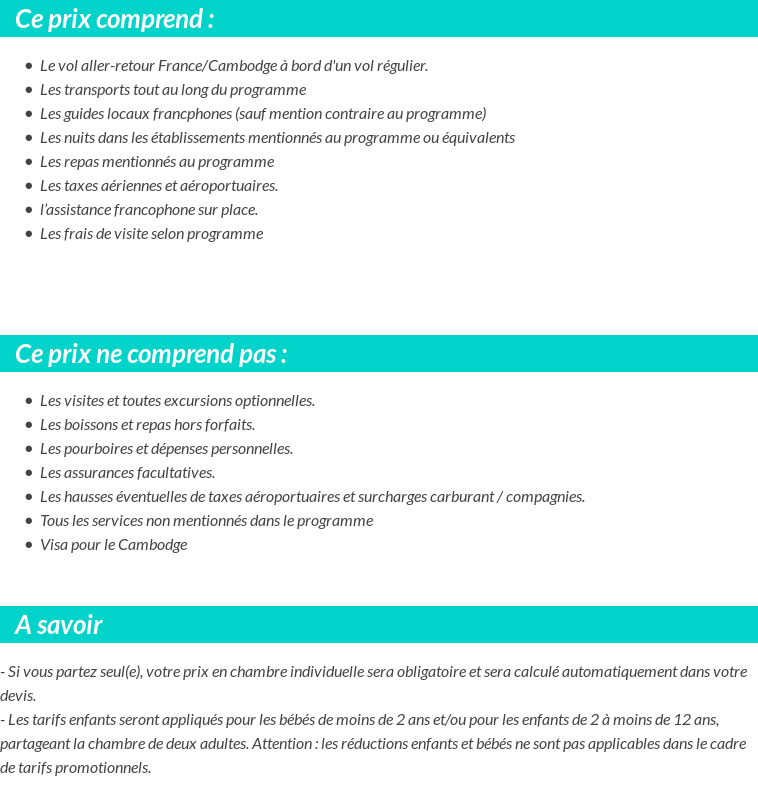 Conditions tarifaires