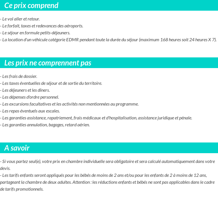 Conditions tarifaires