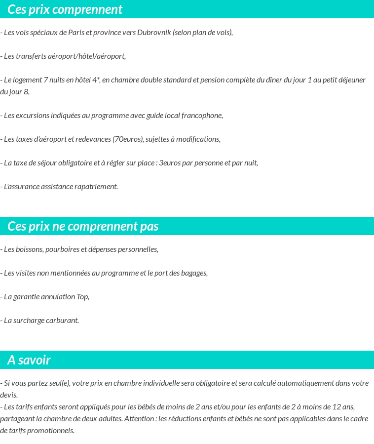 Conditions tarifaires