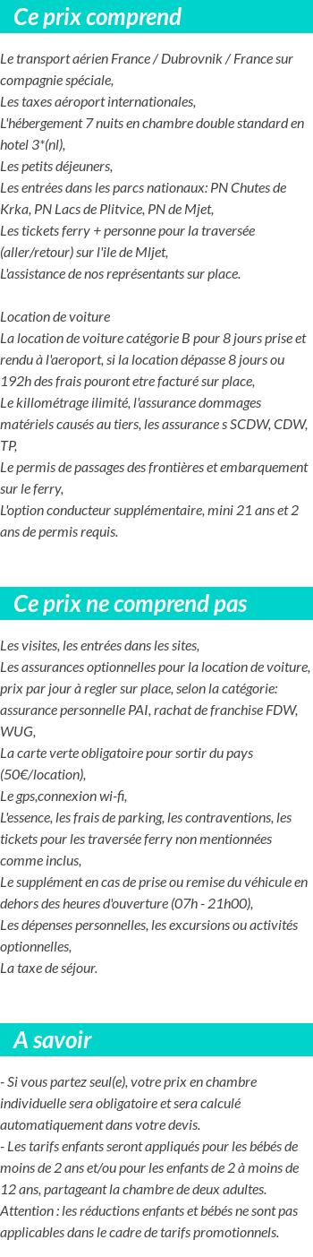 Conditions tarifaires