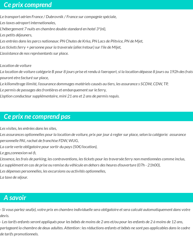 Conditions tarifaires