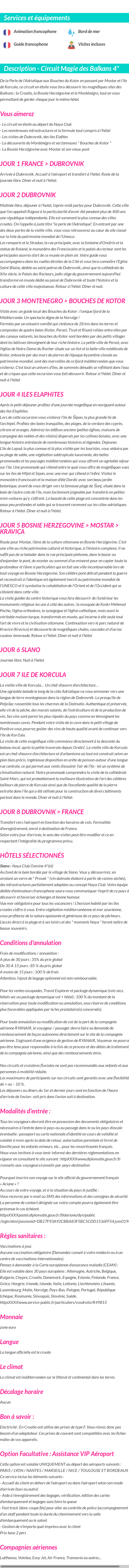 Détails du séjour