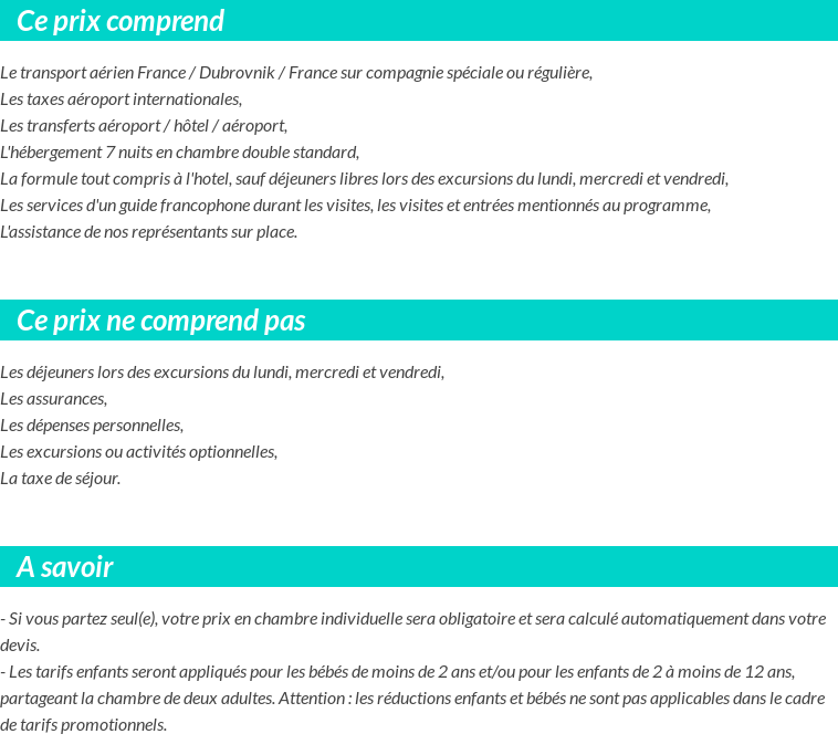 Conditions tarifaires