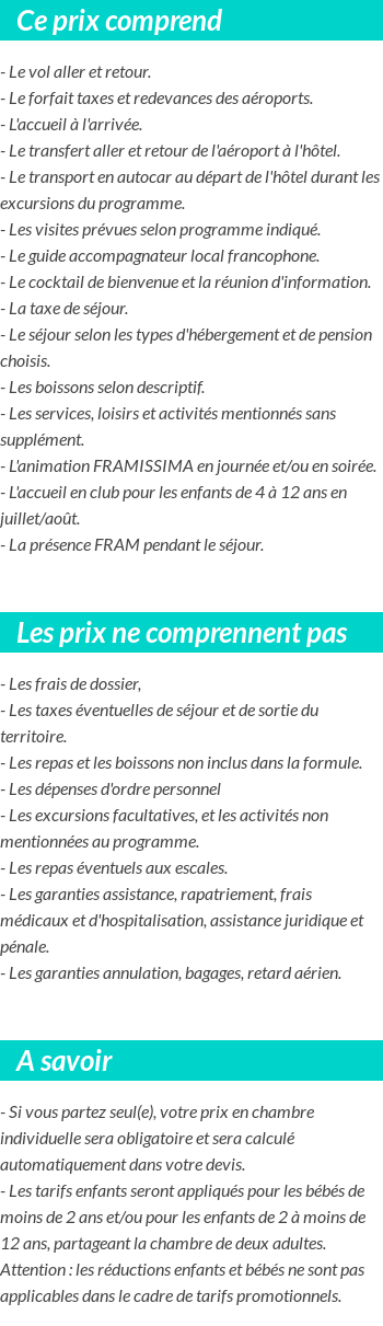 Conditions tarifaires