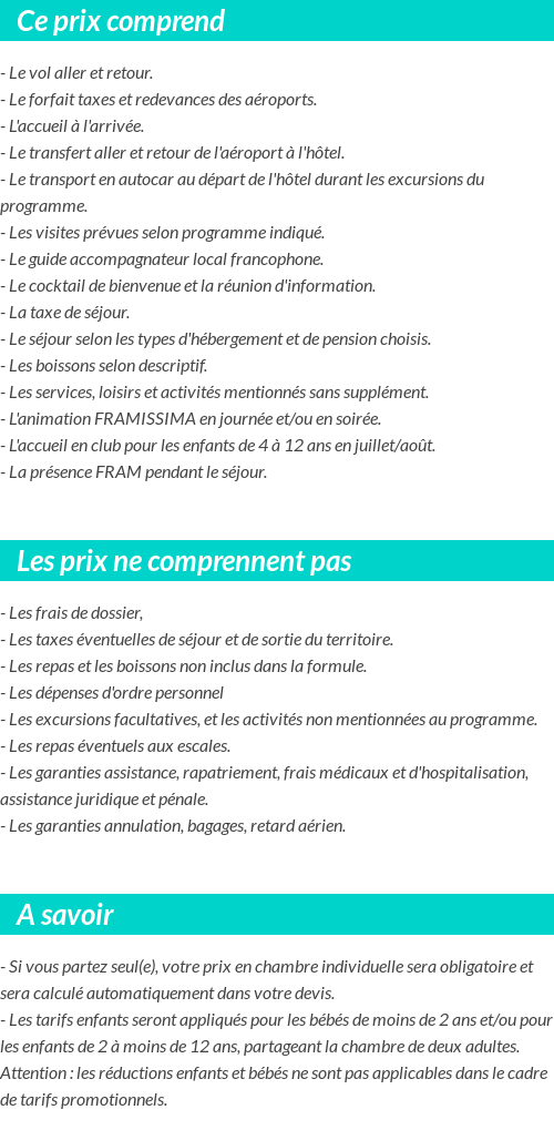 Conditions tarifaires