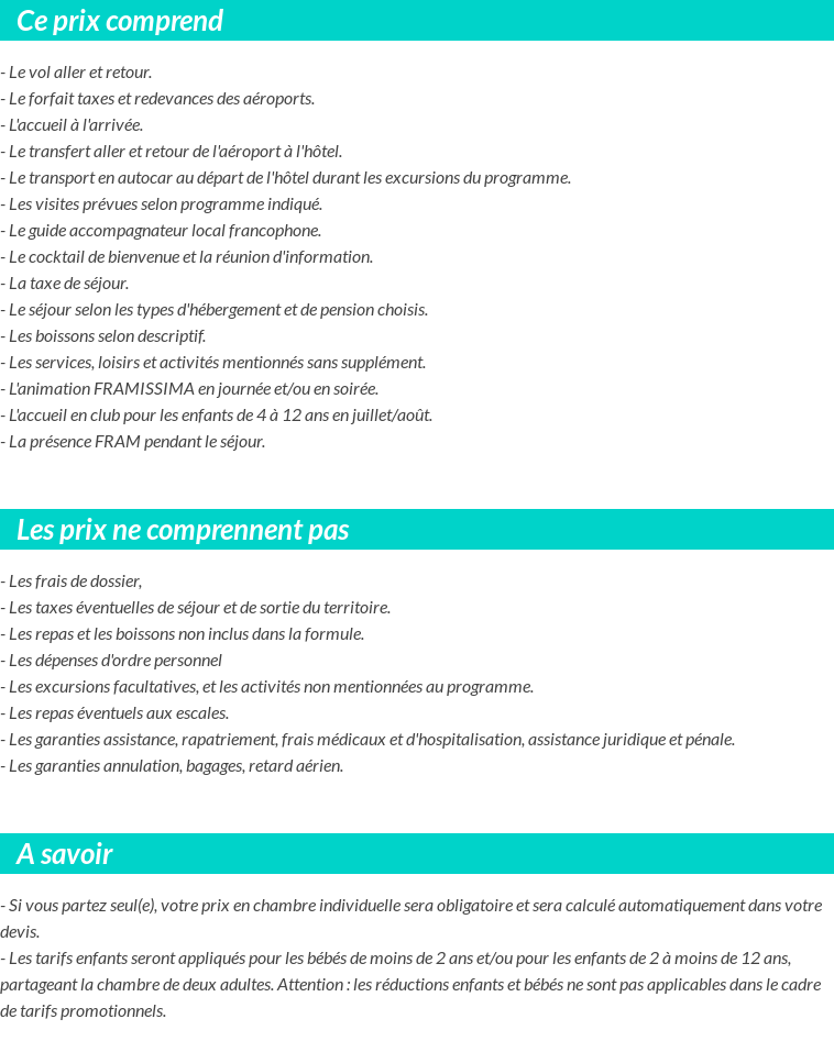 Conditions tarifaires