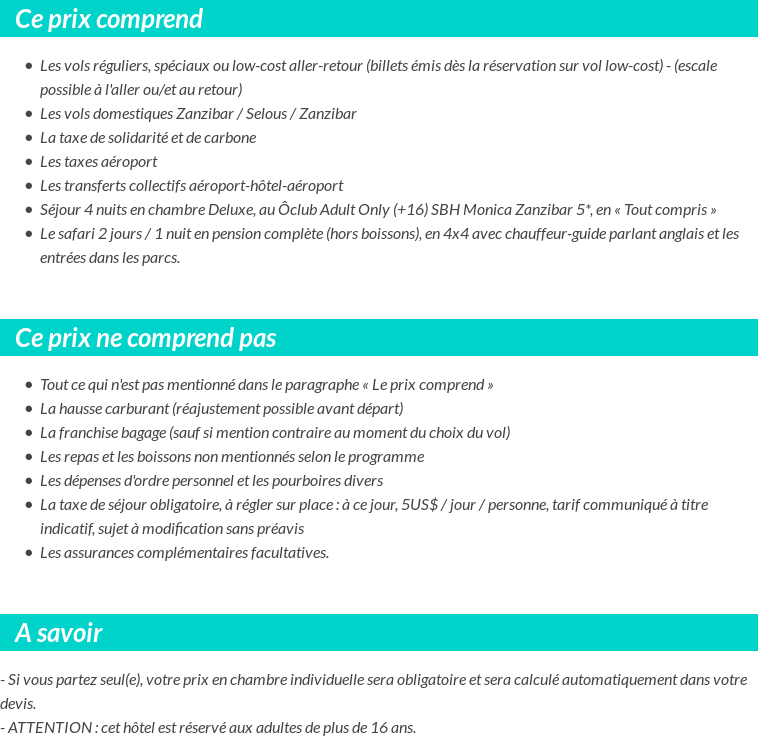 Conditions tarifaires