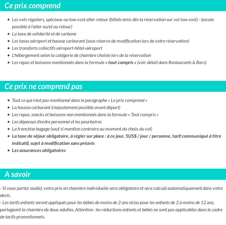 Conditions tarifaires