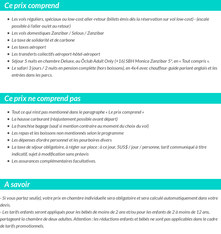 Conditions tarifaires