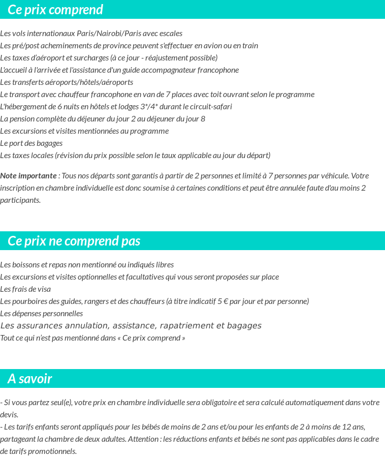 Conditions tarifaires