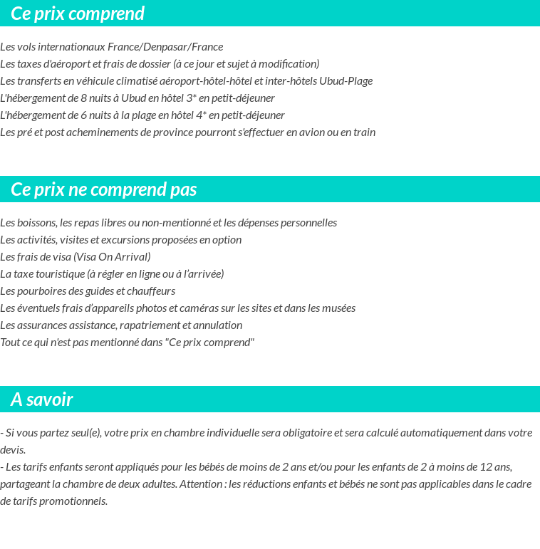 Conditions tarifaires