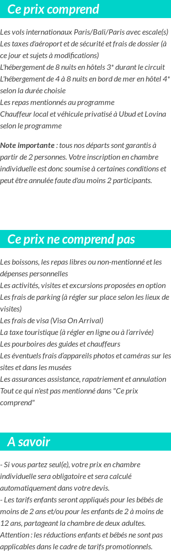 Conditions tarifaires