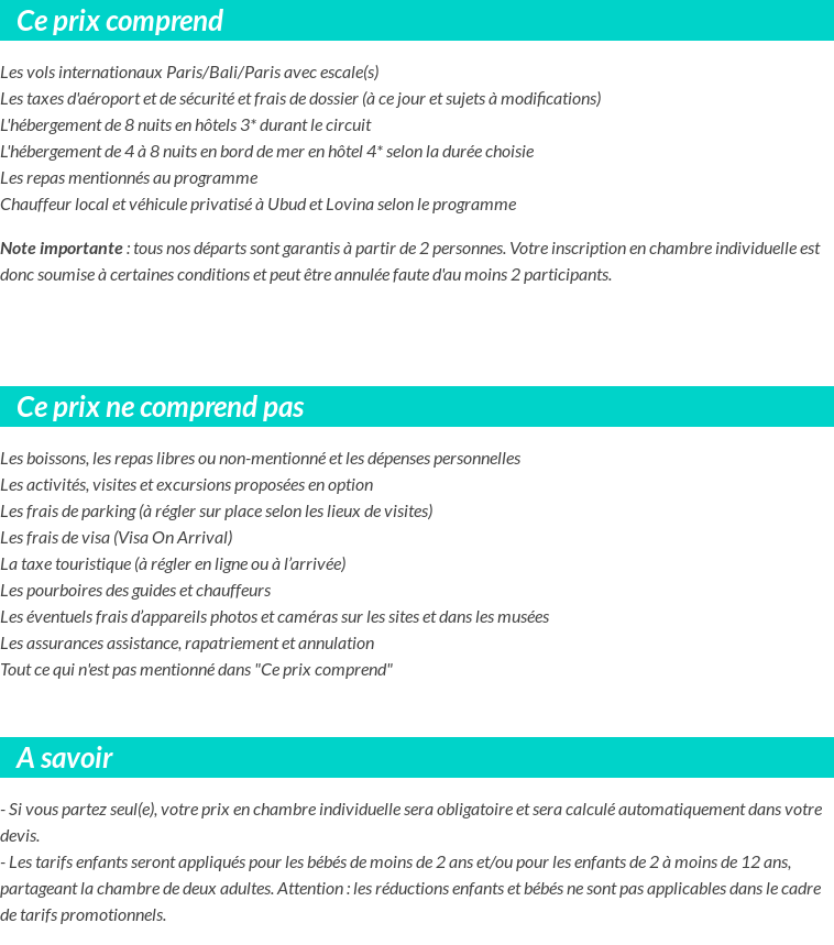 Conditions tarifaires