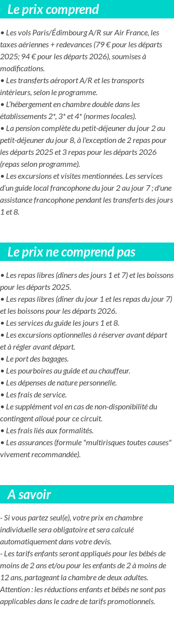 Conditions tarifaires