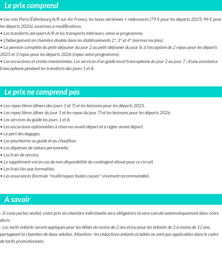 Conditions tarifaires