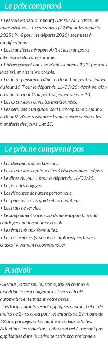 Conditions tarifaires