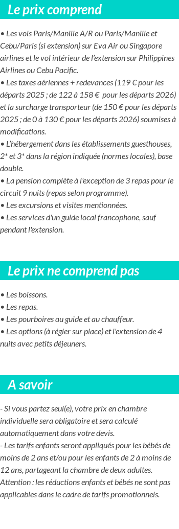 Conditions tarifaires