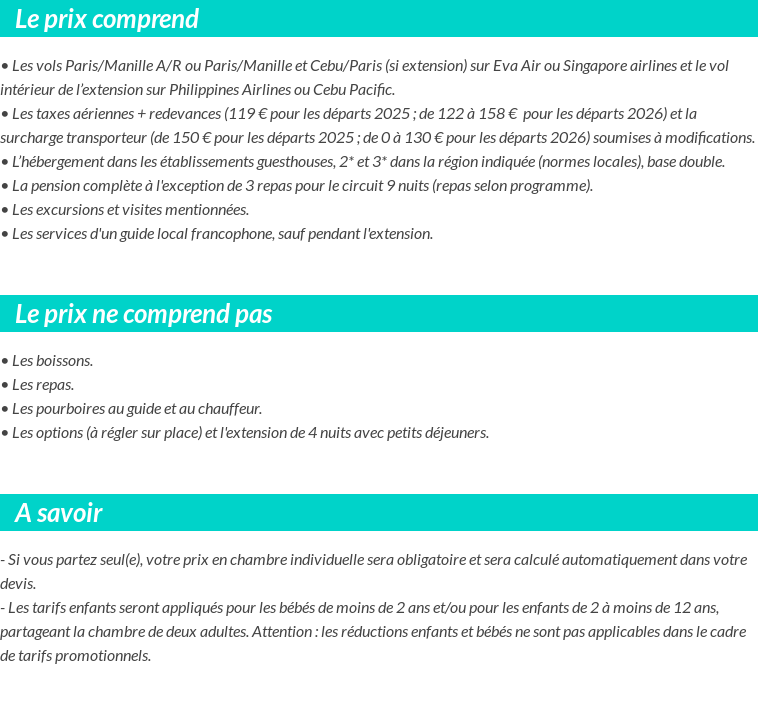 Conditions tarifaires