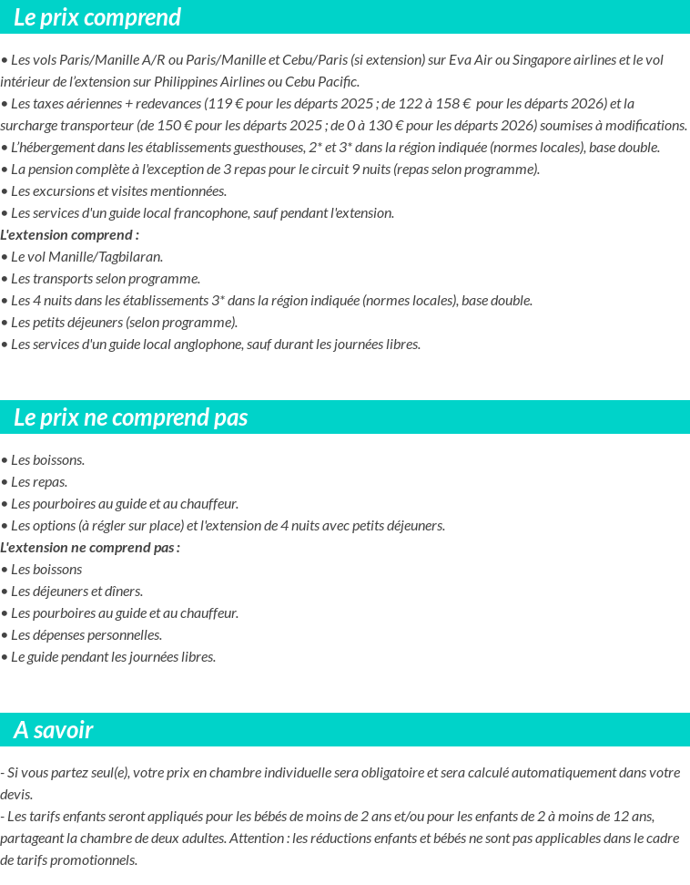 Conditions tarifaires
