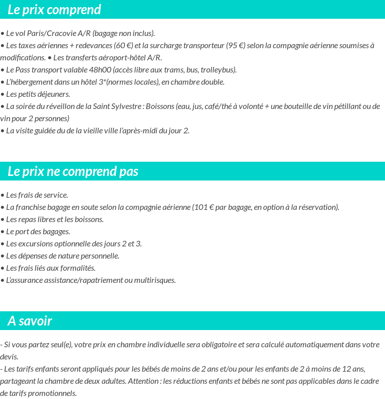 Conditions tarifaires