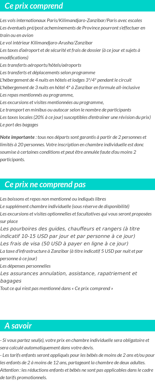 Conditions tarifaires