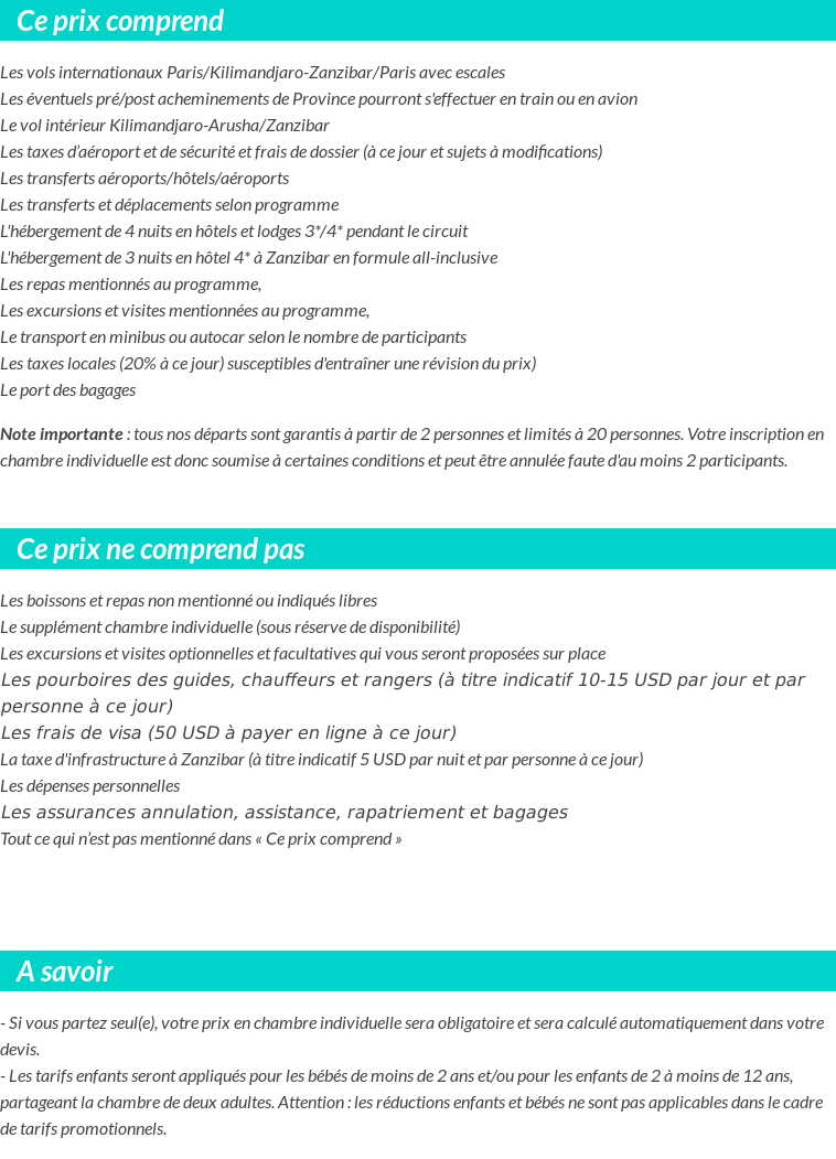 Conditions tarifaires
