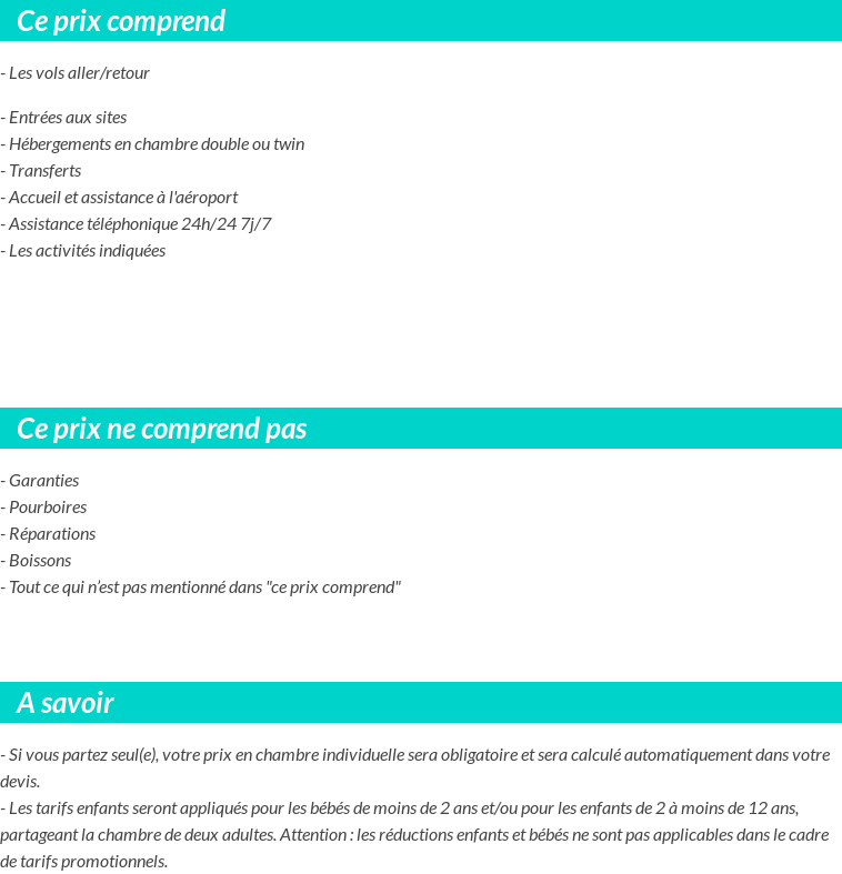 Conditions tarifaires