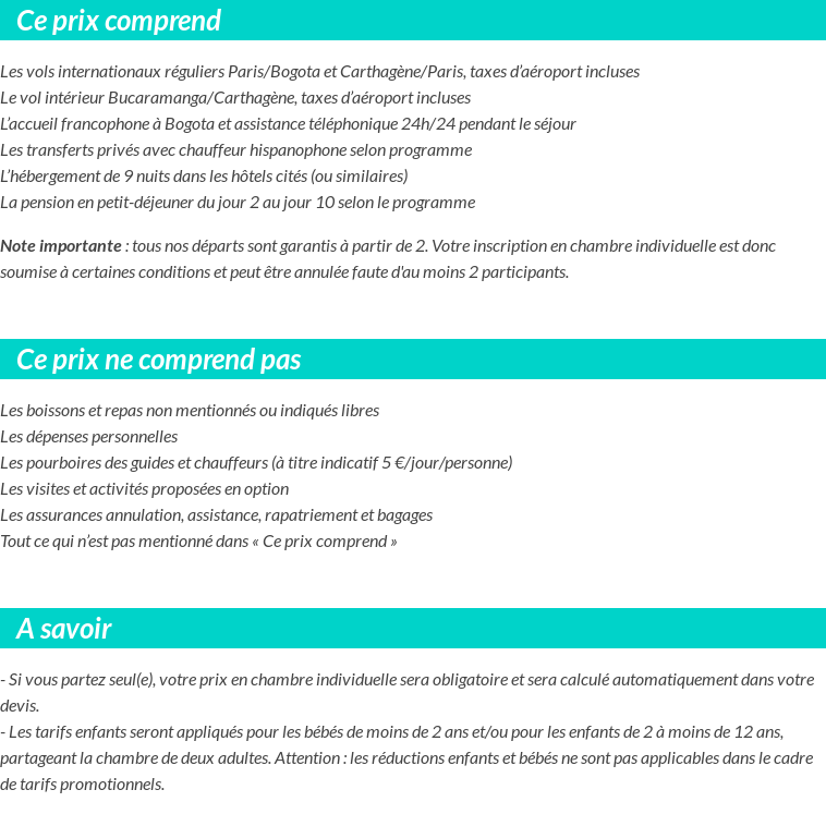 Conditions tarifaires