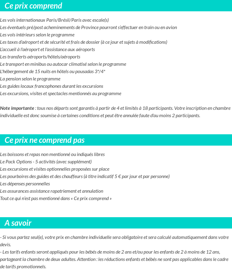 Conditions tarifaires