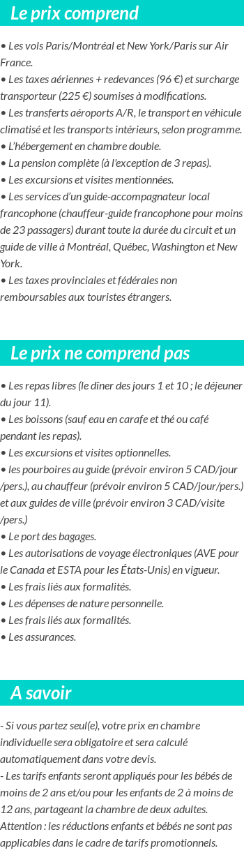 Conditions tarifaires