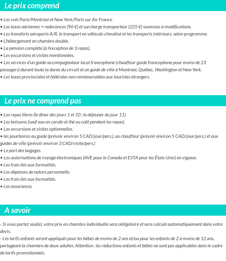 Conditions tarifaires