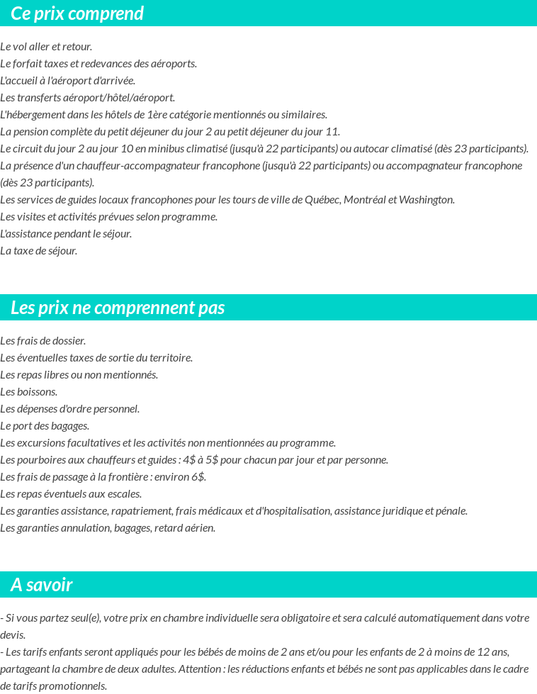 Conditions tarifaires