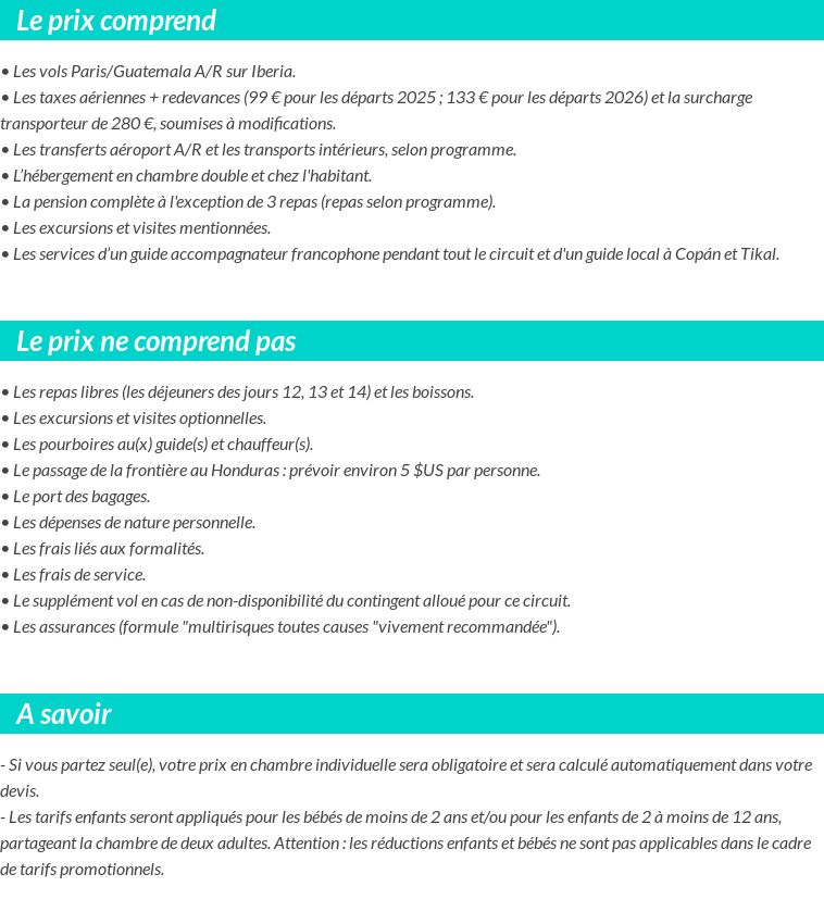 Conditions tarifaires