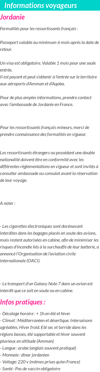 Formalités et infos voyageurs