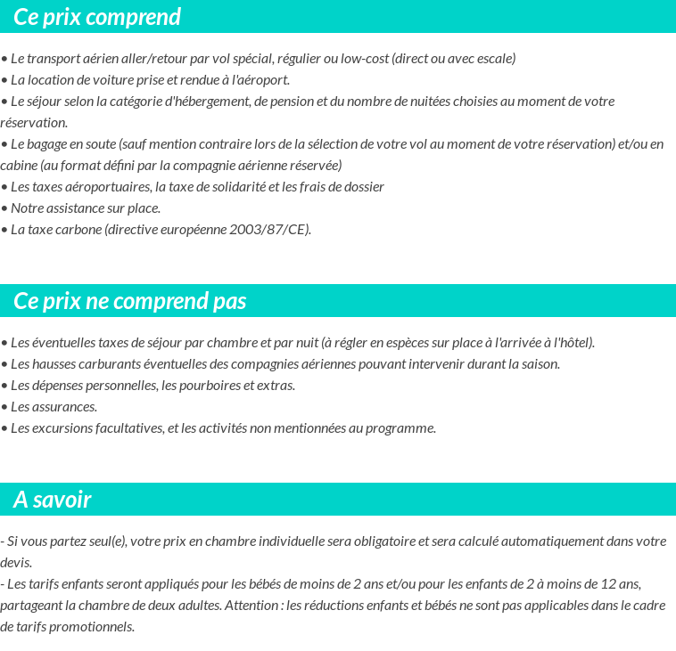 Conditions tarifaires