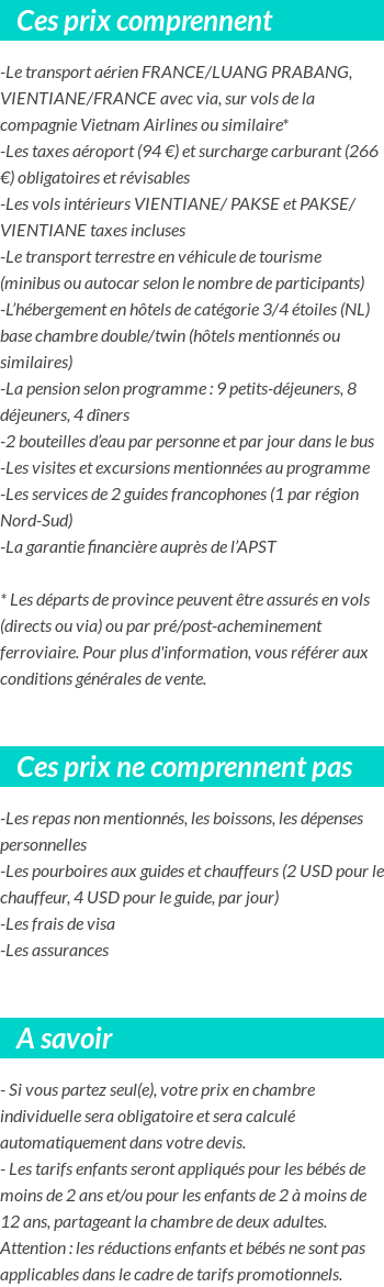 Conditions tarifaires