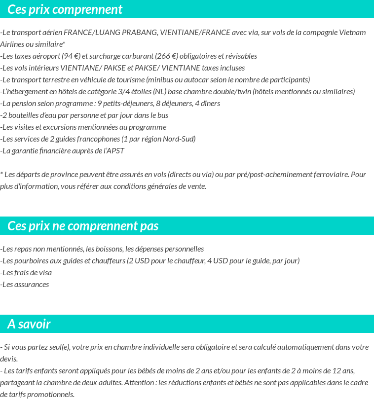Conditions tarifaires